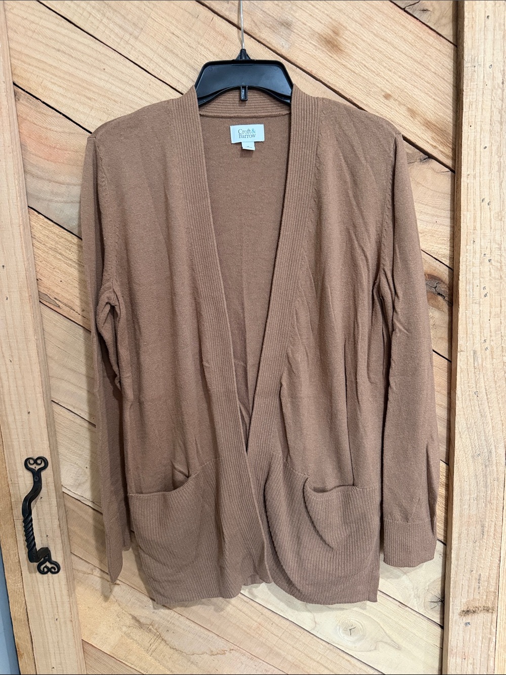 croft & barrow Women's Open-Front Tan/Brown Knit Cardigan